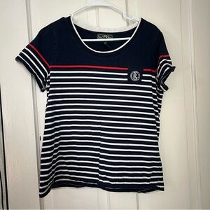 Ralph Lauren Navy and White Striped women’s tee